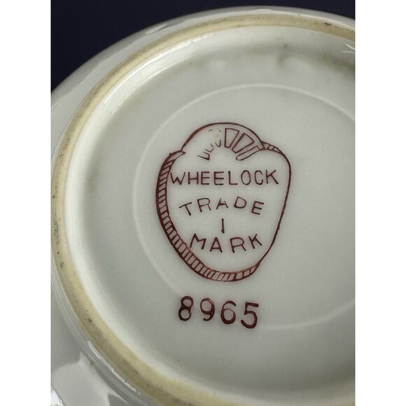 VTG Wheelock China Porcelain 9" Serving Bowl #8965 Green Rose Scalloped Edge - Picture 3 of 7